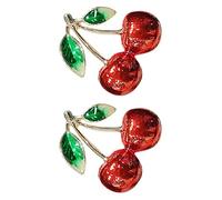 HEALEEP Broches Cerises Rouges en Alliage 2pcs pour Femmes et Jeunes Filles, Épingles Décoratives Résistantes la Décoloration, Accessoires Mode pour Col ou Foulard