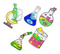 HEALEEP Broches en Alliage 5 Pièces Pins Émail Coloré pour Professeur de Sciences et Décorations de Laboratoire Expérimentales