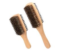HEALEEP Brosse à Barbe Double Face en Bois de Caoutchouc pour Hommes, 2 Pièces, Brosse Douce pour Cheveux et Barbe, Nettoyage et Coiffage Facile