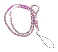 HEALEEP Chaîne de Téléphone Portable en Perles Violet en Pâte Polymère Pendentif Alphabet, Accessoire Polyvalent pour Femme et Décoration DIY Téléphone Portable Taille Unique