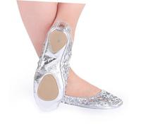 HEALEEP Chaussures de Danse Latine Anti-dérapantes Argentées Sequins Souples et Résistantes pour Ballet Yoga et Danse Contemporaine