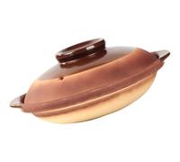 HEALEEP Cocotte en Terre Cuite 900 Ml sans Émail, Pot à Cuisson Traditionnelle 24 Cm, Compatible Feu Gaz, Cuisson Mijotée, Ustensile la Cuisine Argile pour Soupe et Ragoût, Casserole