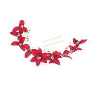 HEALEEP Coiffe À Fleurs Rouges Pour Femmes Bandeau Floral Pour Fête De Mariage Festival Nuptiale Bandeau À Fleurs Avec Vignes En Fausses Perles