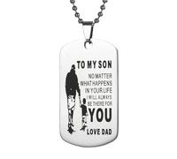 HEALEEP Collier en Acier Inoxydable pour Homme Pendentif Militaire Poli et Lisse, Présent Unique pour Encourager Fils Étude, Travail et Vie