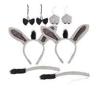 HEALEEP Costume d'Âne Adulte Serrage Queue Décorative et Nez d'Âne Accessoire Accessoires de Cosplay pour Halloween Fêtes et Émissions de Téléréalité 2 Ensembles 8 Pièces