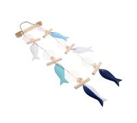 HEALEEP Décoration Murale Style Méditerranéen Carillon Éolien Poisson Suspendu avec Coquillages Art Nautique pour Cuisine et Intérieur pour Chambres et Salons à Thème Plage