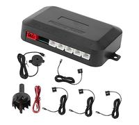 HEALEEP Détecteur Alarme De Recul Voiture 12v 4 Capteurs Noir Système Avertisseur Sonore Secours Auto Sécurité Stationnement