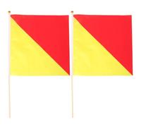 HEALEEP Drapeaux d'Arbitre à Main 2 Pièces 35X35 CM Pavillon de Commandement Rouge et Jaune Manche 50-60 CM pour Usage Sportif et Sécurité