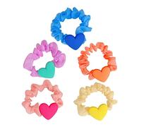 HEALEEP Élastiques à Cheveux Breloque de Cœur pour Filles, Lot de 5, Tissu et Résine, Confortables et Portables Poignet, pour Fêtes et Cérémonies