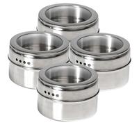 HEALEEP Ensemble 4 Pots à Épices en Acier Inoxydable Poivrière Magnétique, Bouteilles D'assaisonnement Translucides, Distributeurs à Condiments Compacts Cuisine Domestique, Récipient à