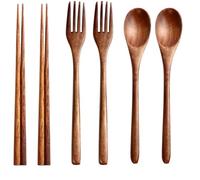 HEALEEP Ensemble de 6 Pièces D'accessoires de Table en Bois Marron Réutilisables, Faciles à Laver, pour Dîners en Famille et Hôtels