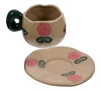 HEALEEP Ensemble de Tasse à Café Vintage en Céramique avec Soucoupe, Design Créatif Simple, Capacité pour Boire Lait ou Thé, pour Expositions Artistiques