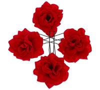 HEALEEP Épingle à Cheveux Décorative Rouge en Tissu Velours Rose Artificielle, Lot de 4, Style Rétro et Délicat, Accessoire pour Mariages et Lunes de Miel