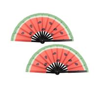 HEALEEP Éventail Pliable Japonerie Style Artisanal à Motif Pastèque, Lot de 2 Pièces, Accessoire Décoratif Léger et Portable pour Fêtes et Présents