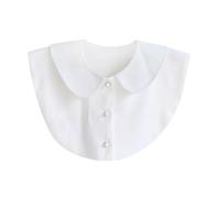 HEALEEP Faux Col Amovible Demi-Chemise en Coton-Polyester Blanc Uni Chemisier à Revers pour Femmes et Filles Accessoire Déco Polyvalent Compatible Robes Pulls et T-Shirts Style