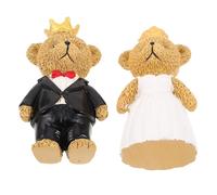 HEALEEP Figurines d'ours en Résine Lot de 2 pour Décoration Saint-Valentin et Centre de Table Mariage 3.23X1.85X1.18In Présent Couple Romantique et Souvenir Anniversaire