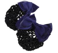 HEALEEP Filets à Chignon Bleus Nœud, Lot de 2, Accessoires pour Cheveux pour Femmes, Élastiques à Chignon, Coiffure Professionnelle pour Infirmières, Hôtesses de L'air et Employées