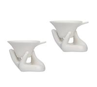 HEALEEP Filtre à Thé en Porcelaine Céramique avec Support Main Guanyin Lot de 2 de Passoires à Thé Kung Fu Chinoises Accessoire Filtrant pour Maison et Bureau Traditionnel