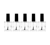 HEALEEP Flacons de Vernis à Ongles Vides Transparents 15 Ml en Verre 5 Pièces avec Pinceau Intégré Anti-fuite Résistants aux Chocs pour Manucure Professionnelle