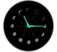 HEALEEP Horloge Murale Silencieuse 30 Cm à Phases de Lune Lumineuse Décoration Murale Noire sans Pile pour Salon Chambre ou Bureau Design Moderne