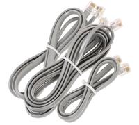 HEALEEP Kit 3 Cordons Téléphoniques Rj12 6p6c 6 Fils, Longueurs 0,5m 1m 2m, Câble Argenté Robuste pour Ligne Fixe, Rallonge Téléphonique pour Usage Bureau et Domicile