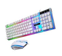 HEALEEP Kit Clavier de Jeu Rétroéclairé USB Ergonomique pour Pc Ensemble Clavier et Souris Filaire 104 Anti-Glisse Jeux Design Créatif et Moderne Couleur Lumineuse