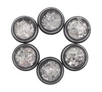 HEALEEP Kit de Nail Art Argenté Paillettes de Flocons, Finition Miroir Brillante, Résistant à L'usure Longue Durée, pour Nail Art en Salons, 6 Pièces