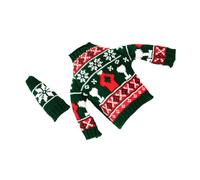 HEALEEP Lot de 1 Set de Housse de Bouteille de Vin Tricotée Verte, Décoration de Fête de Noël Ravissante, Manchon Délicat pour Bouteille, Accessoire Festif pour Ambiance de Table