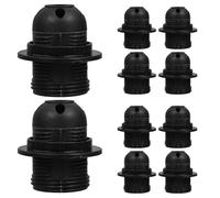 HEALEEP Lot de 10 Douilles E27 à Filetage Complet Noires, Grand Format, Support de Lampe pour Ampoule Led, Douille Suspendre Polyvalente pour Éclairage Plafond, Bureau et Maison