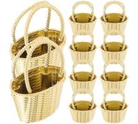 HEALEEP Lot de 12 Boîtes à Bonbons en Plastique Légères de Panier Fleur Or, Style Européen, Faciles à Transporter, pour Fête D'anniversaire Bébé