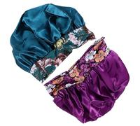 HEALEEP Lot de 2 Bonnets de Nuit en Satin Imprimé Confortables et Respirants, Bande Élastique, Adaptés pour Dormir ou Spa, Protection Cheveux