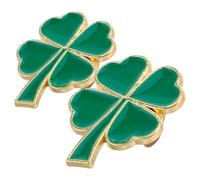 HEALEEP Lot de 2 Broches Trèfle à Quatre Feuilles Vertes en Métal, Épingles à Chapeau pour Femmes, Bijoux Irlandais pour Fêtes, Mariages et Anniversaires, Accessoire Chance et Décoration