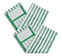 HEALEEP Lot de 2 Lingettes Plates en Microfibre Lavables Vert Foncé pour Balai à Franges, Coussinets de Nettoyage Réutilisables Humides et Secs, Remplacement pour Sols Durs Ménagers