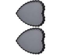 HEALEEP Lot de 2 Moules à Gâteau en Acier Carbone Forme Cœur Noir, Conductivité Thermique, Anti-rouille, pour Usage Familial et Salons de Thé