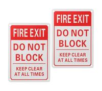 HEALEEP Lot de 2 Panneaux de Sortie de Secours en Métal « Ne Pas Bloquer », Signalisation Incendie Résistante aux Intempéries, Kit D’évacuation Incendie pour Centres Commerciaux