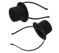 HEALEEP Lot de 2 Serrage-têtes Bandeaux Mini Chapeaux Haut-de-forme Noirs, Accessoire de Tête Cosplay et Déguisement, Bandeau Chapeau Costume Flapper pour Fêtes, Soirées Costumées