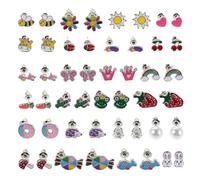 HEALEEP Lot de 20 paires de boucles d'oreilles à tige en forme de cœur et de fruits, colorées et amusantes, idéales pour un usage quotidien.