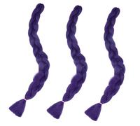 HEALEEP Lot De 3 Extensions De Perruques Africaines Lisses Et Tressées Naturelle Queue De Cheval Foncée Cheveux Bouclés Tresses Au Crochet Mèches Épaisses Fibres