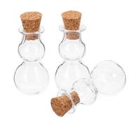 HEALEEP Lot de 3 Mini-Bouteilles en Verre Transparent Forme Gourde Bouchon en Liège, Flacons à Message pour DIY Bijoux, Décoration Maison et Rangement Parfum, Petite Taille