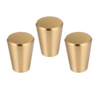 HEALEEP Lot de 3 Poignées de Tiroir en Bois Massif et Laiton Pur, Boutons Seul Trou, Dimensions 20x25x13 Mm, Finition Dorée, Adaptées pour Armoires, Commodes et Placards Cuisine,