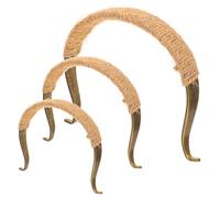 HEALEEP Lot de 3 Poignées pour Théière en Hêtre Résistant la Chaleur, Taille Grosse, Moyenne et Petite, Anse en Corde de Chanvre Vintage, Accessoires de Remplacement pour Bouilloire