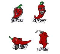 HEALEEP Lot de 4 Broches Piment en Alliage de Zinc, Broches Pins Femme Décoratives, Épingles Alimentaires Colorées, Accessoires Mode pour Écharpe, Veste, Pull, Style Fantaisie Polyvalent