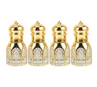 HEALEEP Lot de 4 Mini Flacons de Parfum Rechargeables 6ml en Verre Ambré Roulettes en Acier Inoxydable, Bouteilles Vides Portables pour Voyage et Stockage D’huiles Style Style Aléatoire