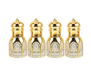 HEALEEP Lot de 4 Mini Flacons de Parfum Rechargeables 6ml en Verre Ambré Roulettes en Acier Inoxydable, Bouteilles Vides Portables pour Voyage et Stockage D’huiles Style Style Aléatoire