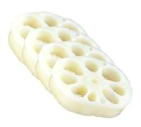 HEALEEP Lot de 4 Tranches Délicates de Racine de Lotus Miniatures en PVC, Décor Créatif Compact pour Maison Miniature, Modèle Réaliste Beige et Unique