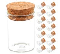 HEALEEP Lot de 48 Mini Bouteilles en Verre Transparent avec Bouchon en Liège, Design Droit, Capacité 15ml, pour Idées de Noël et Projets Artisanaux