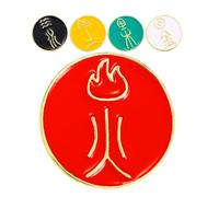 HEALEEP Lot de 5 Broches Décoratives en Alliage Doré à Caractères Chinois des Cinq Éléments, Accessoires de Mode Féminine pour Vêtements, Paquet à Dos, Épingles Créatives Symboliques
