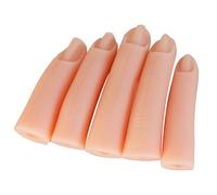 HEALEEP Lot de 5 Doigts Artificiels en Silicone Kaki pour Entraînement Manucure, Modèle Léger Haute Simulation pour Artistes et Débutants en Nail Art