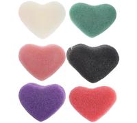 HEALEEP Lot de 6 Éponges Exfoliantes Visage de Cœur, Nettoyage Doux et Solide, pour Soins Quotidiens du Visage