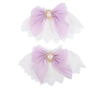 HEALEEP Manchette en Dentelle Blanche Lolita Nœud Double Couche pour Cosplay et Danse, Facile à Enlever Douleur, 1 Paire D’accessoires pour Poignet Féminin